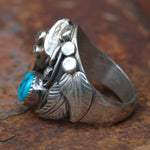 Vintage Sterling Turquoise Claw Ring 12.75