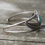 Vintage Sterling Turquoise Feather Cuff