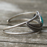 Vintage Sterling Turquoise Feather Cuff