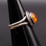 Vintage Sterling Amber Ring 5