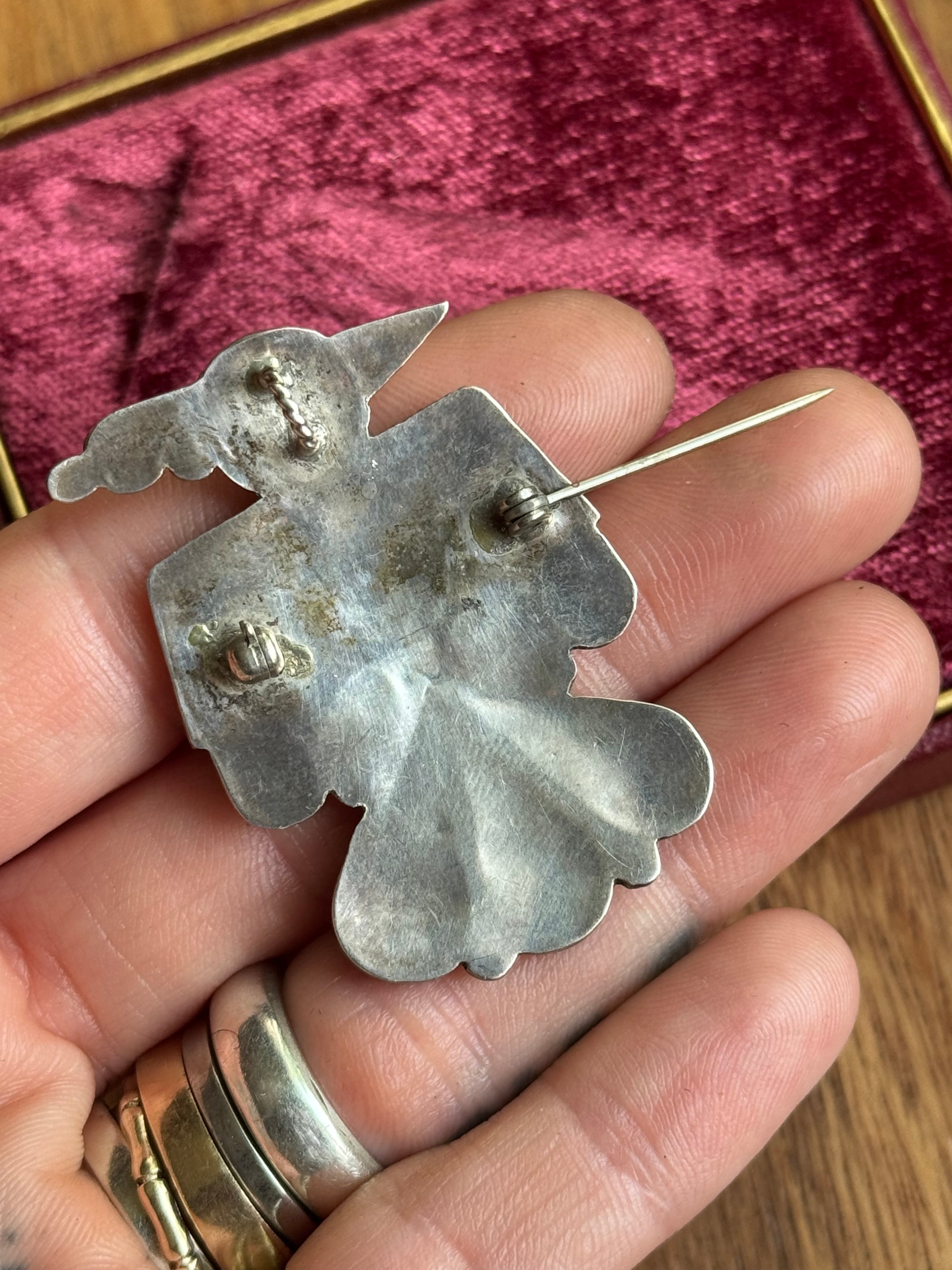 Vintage Sterling Silver Multistone Inlay Thunderbird Pin/Pendant