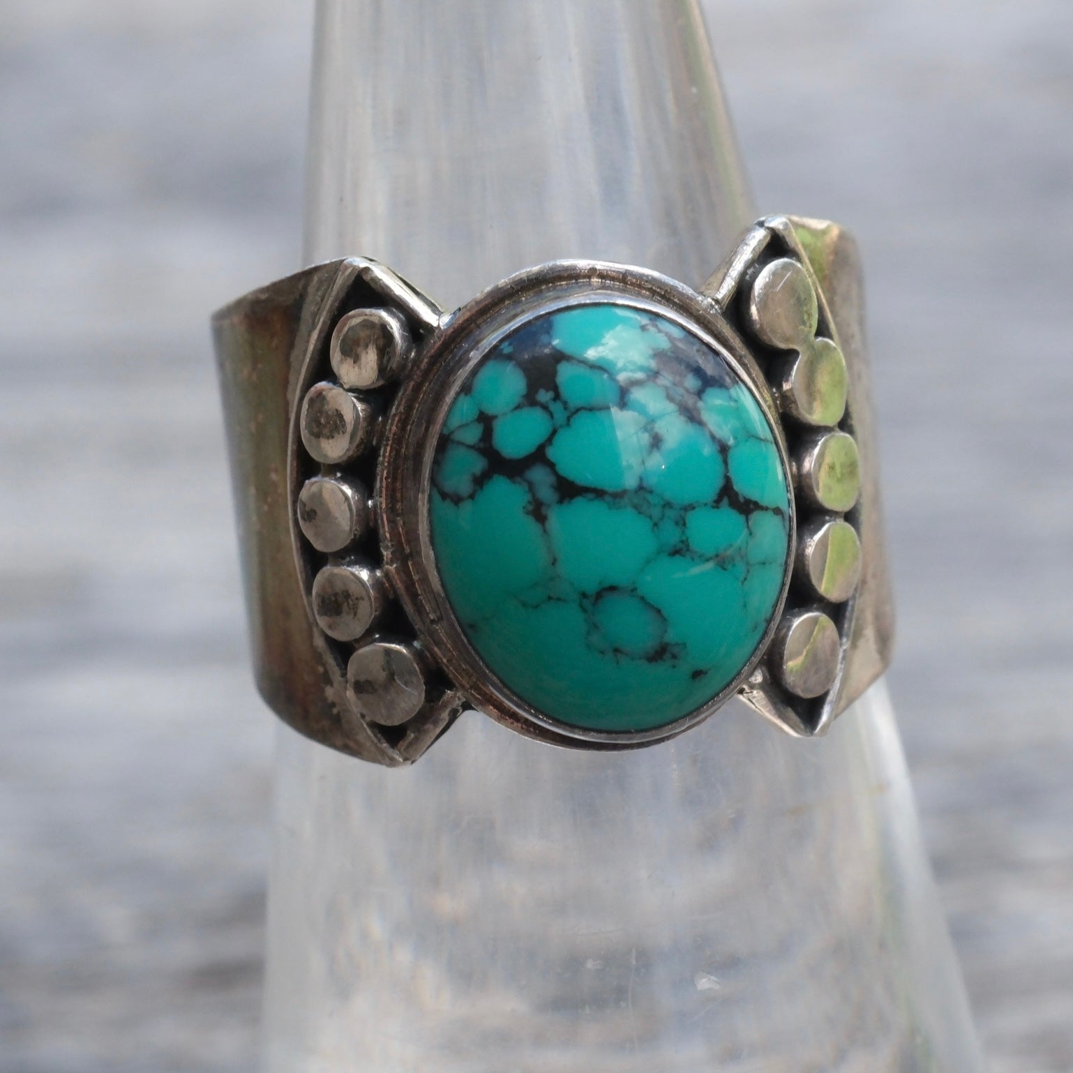 Vintage Sterling Turquoise Ring 6.5