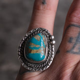 Vintage Sterling Turquoise Roper Ring 8.5