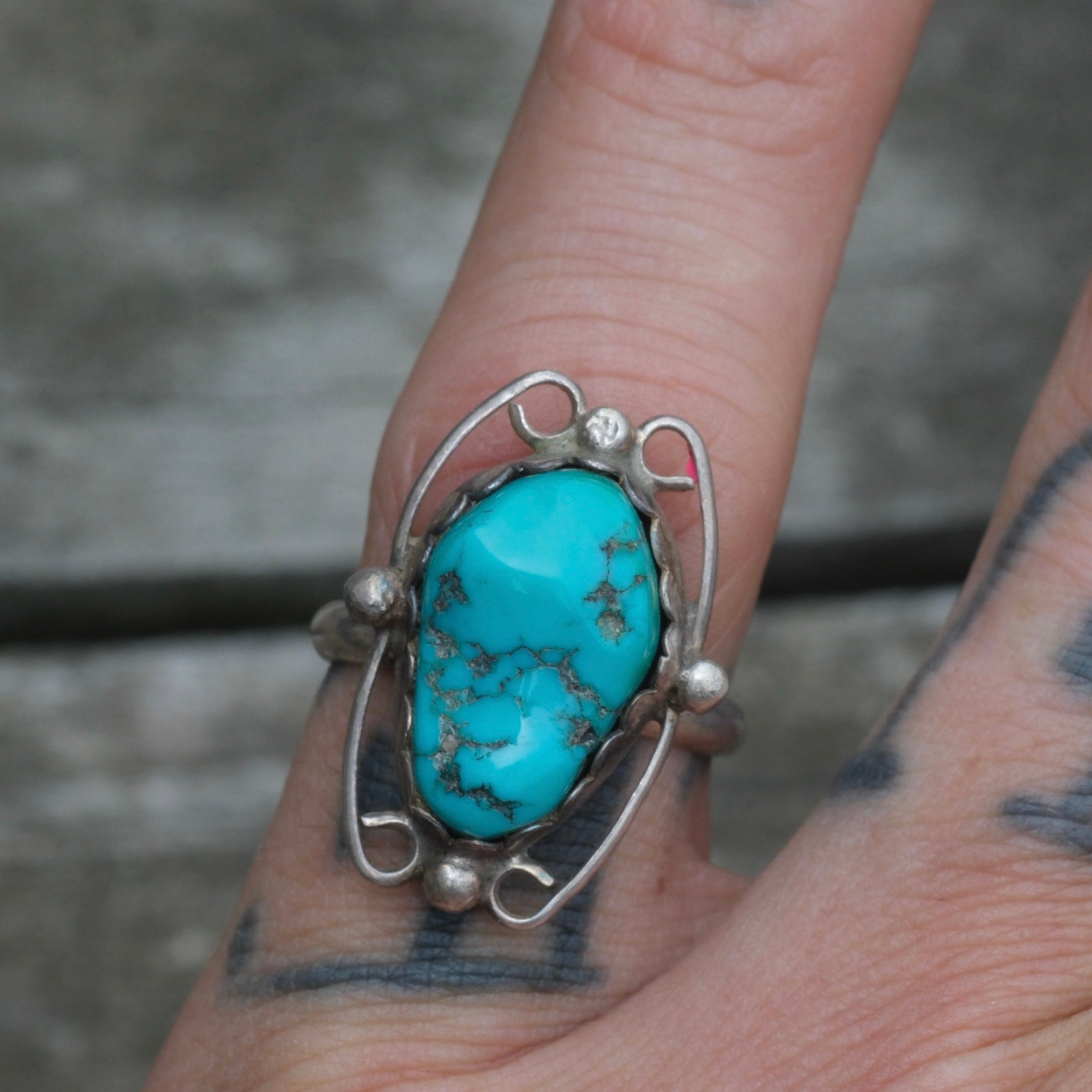 Vintage Sterling Turquoise Ring 6