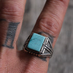 Vintage Sterling Turquoise Trading Post Ring 12.25