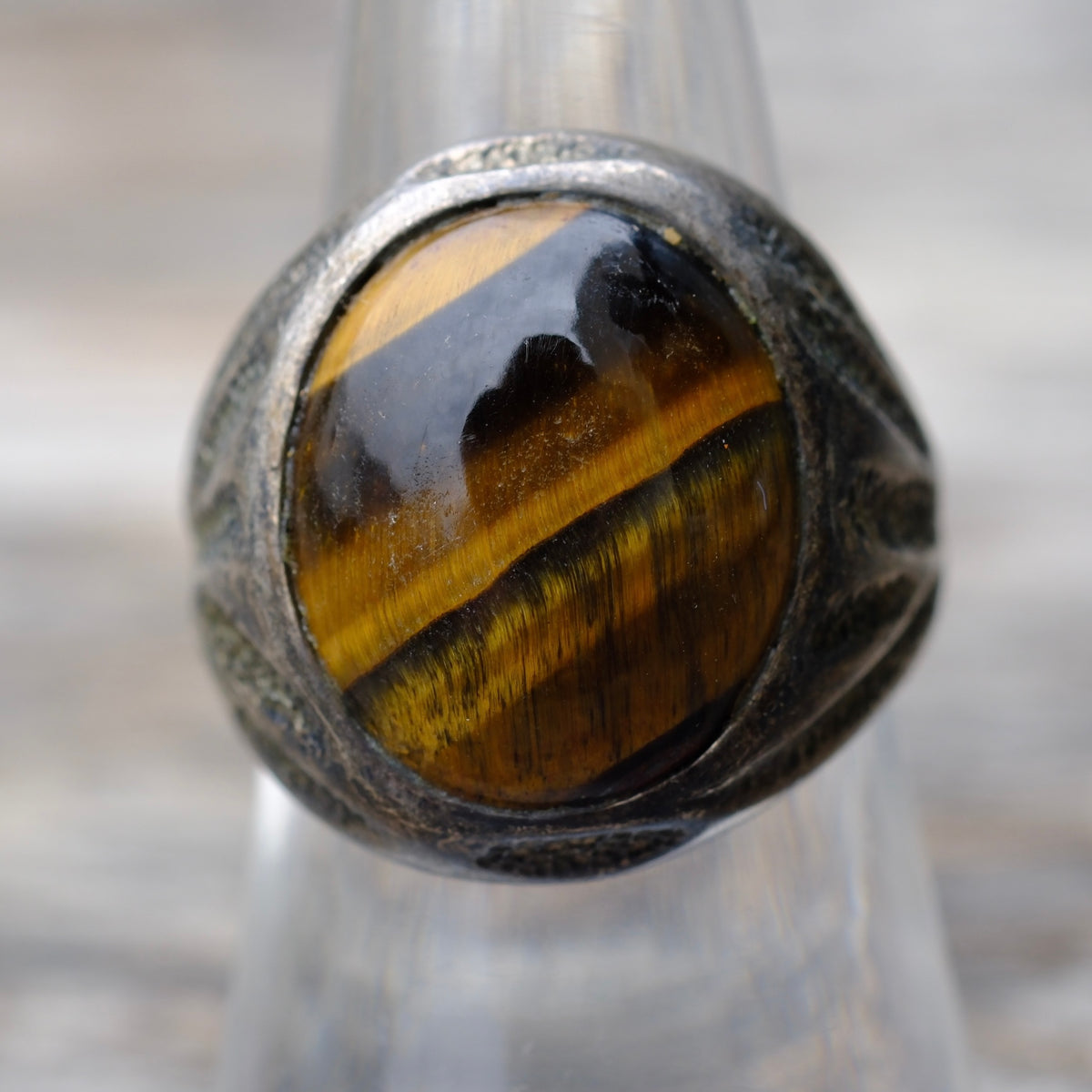 Vintage Sterling Tigers Eye Ring 7.75