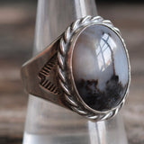 Vintage Sterling Agate Stamped Band Ring 9.75