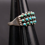 Vintage Sterling Turquoise Cluster Band 5.5
