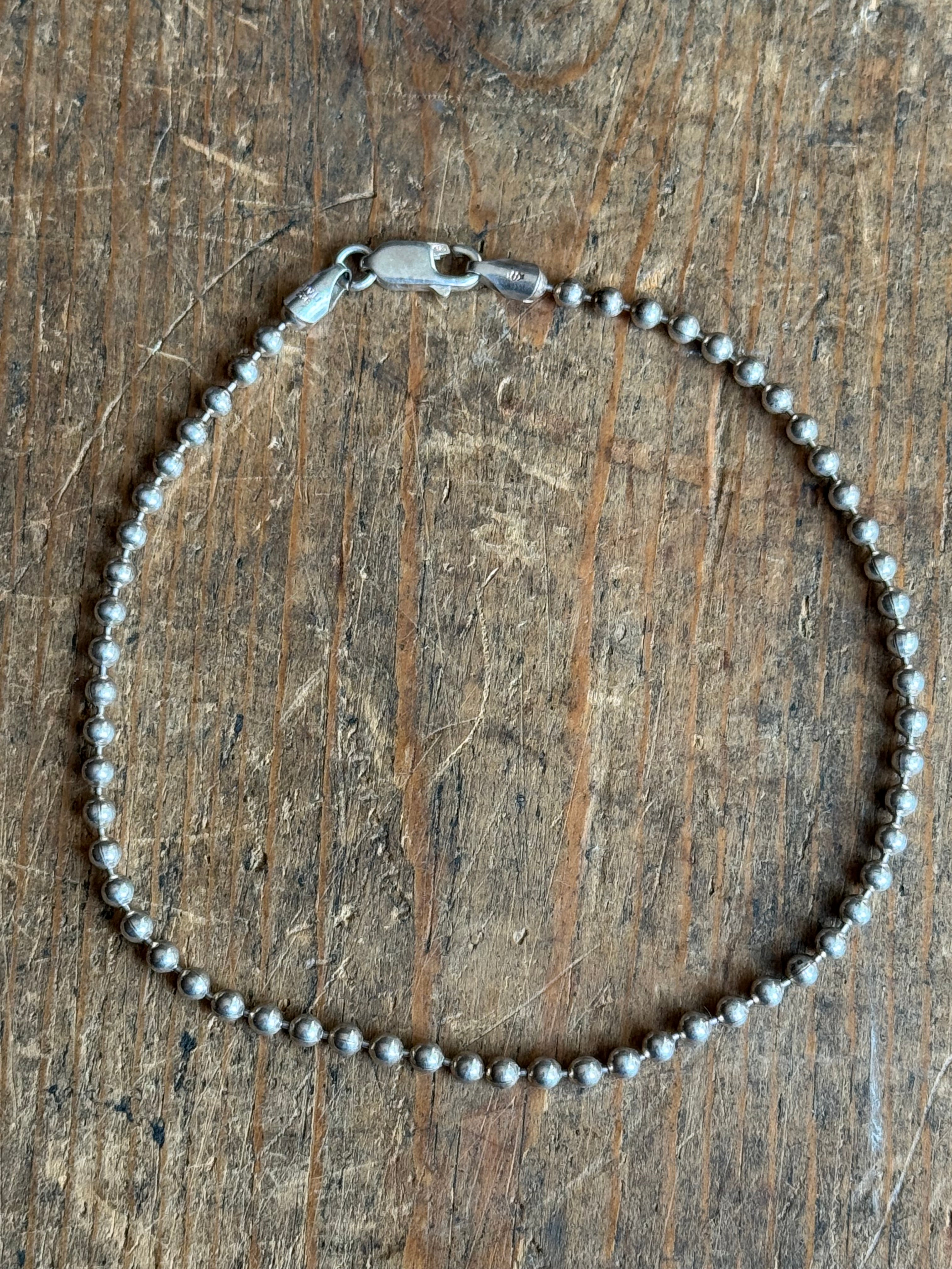 Vintage Sterling Silver 9.5” Ball Chain Bracelet