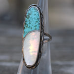 Vintage Sterling Turquoise and MOP Inlay Ring 5.5