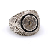 Vintage Sterling L Initial Military Signet Ring 6.5