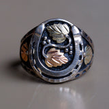 Vintage Sterling and 12k Gold Horseshoe Ring 9.75