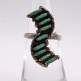 Vintage Sterling Zuni Inlay Turquoise Ring 5.75