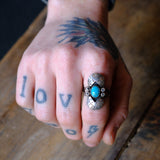 Vintage Sterling Turquoise Ring 7.5