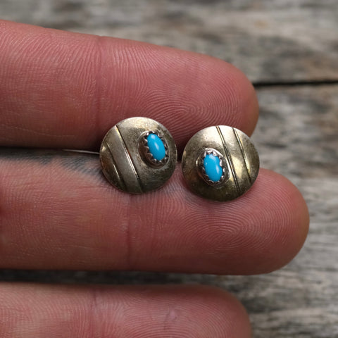 Vintage Sterling Turquoise Stud Earrings