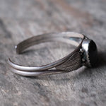 Vintage Sterling Onyx Feather Cuff