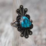 Vintage Sterling Turquoise Ring 4.5