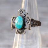 Vintage Sterling turquoise Thunderbird Ring 5.5