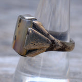 Vintage Sterling Agate Signet Ring 8.75