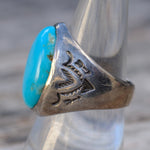 Vintage Sterling Turquoise Bells Trading Post Ring 8