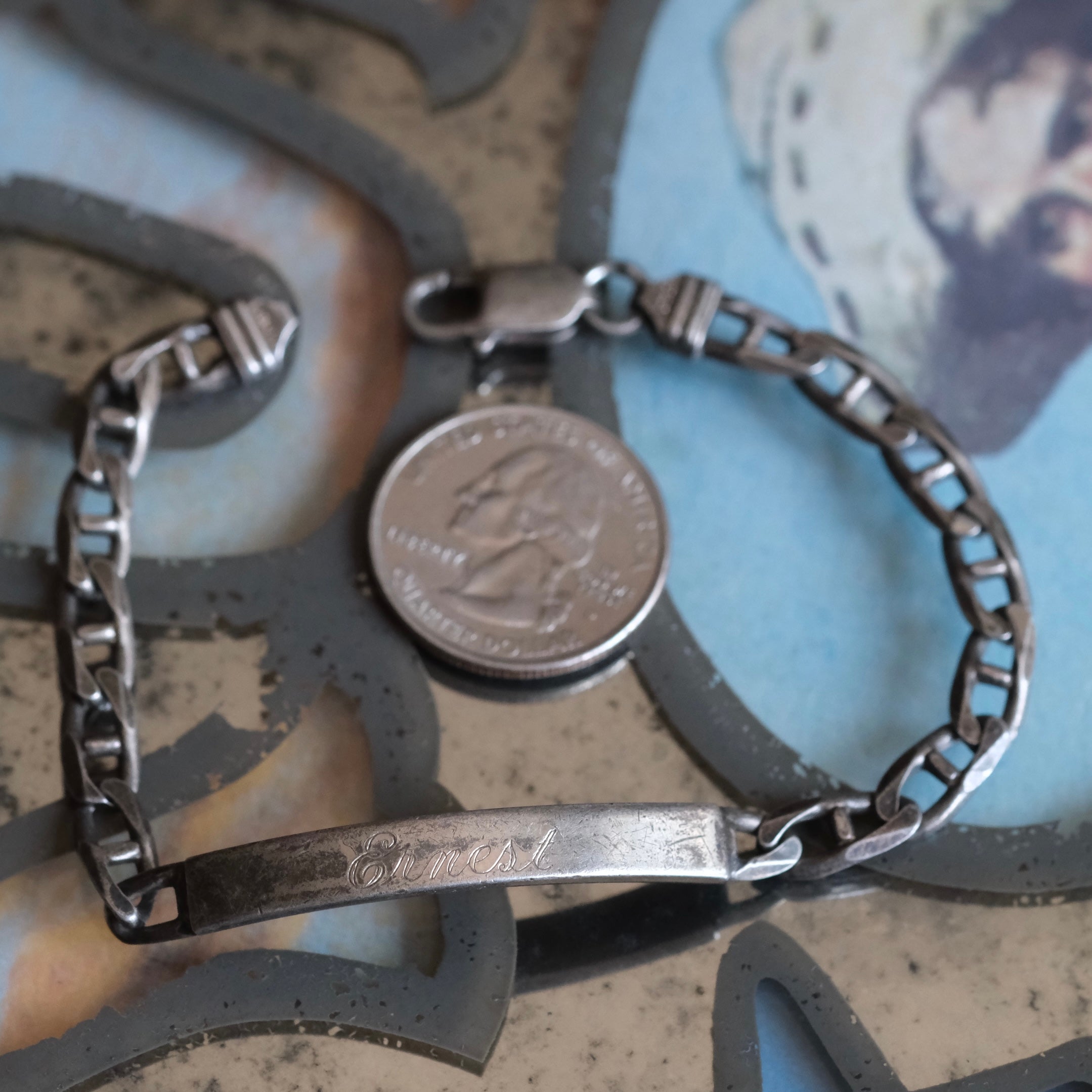 Vintage Sterling Silver ID Bracelet 8"