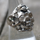 Vintage White Bronze Biker Ring 8.5