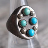 Vintage Sterling 4-Stone Turquoise Ring 8.25