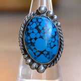 Vintage Sterling Turquoise Roper Ring 7.75