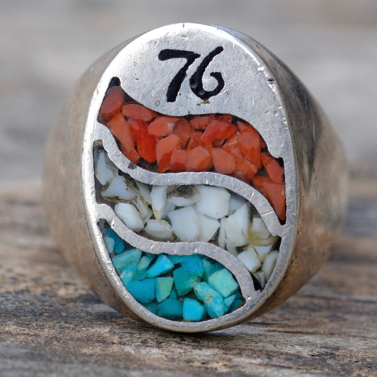 Vintage Sterling Multistone Inlay Centennial Ring 8