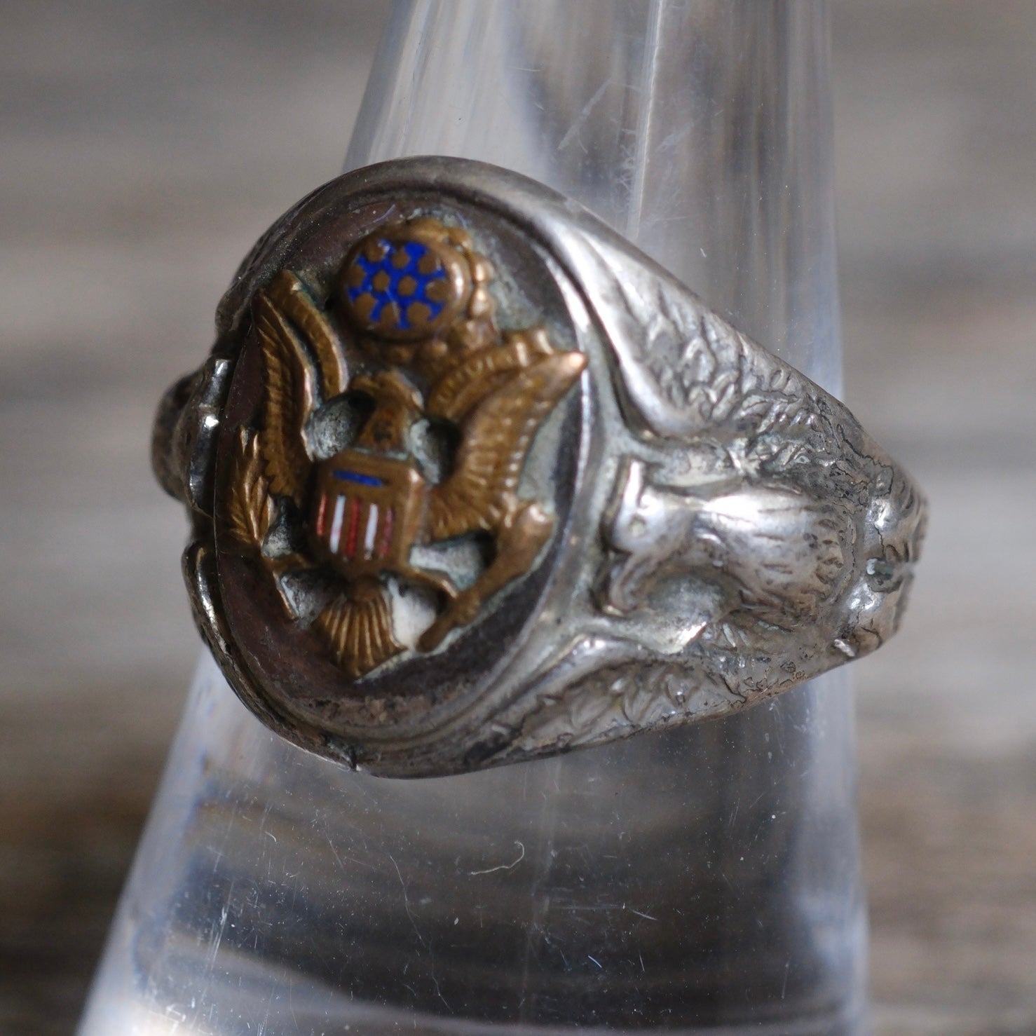 Vintage Sterling Military Signet Ring 8.75