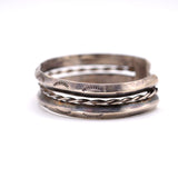 Vintage Sterling Double Row Stamped Triangle Cuff Bracelet 6.5"