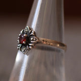 Vintage Sterling Red Glass Deco Ring 7.75