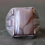 Vintage Sterling Agate Mid Century Signet Ring 14.75