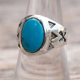 Vintage Sterling Turquoise Stamped Arrows Ring 7.75