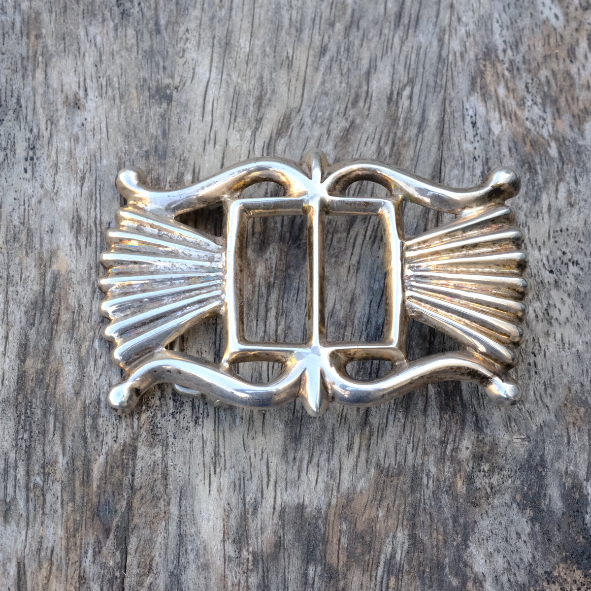 Vintage Sterling Silver Sandcast Belt Buckle