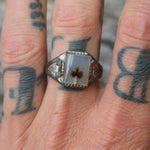 Vintage Sterling Agate Arrowhead Signet Ring 11