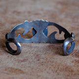 Vintage Sterling Turquoise Sandcast Cuff Bracelet