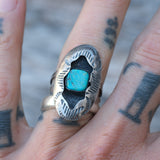 Vintage Sterling Turquoise Shadowbox Ring 9