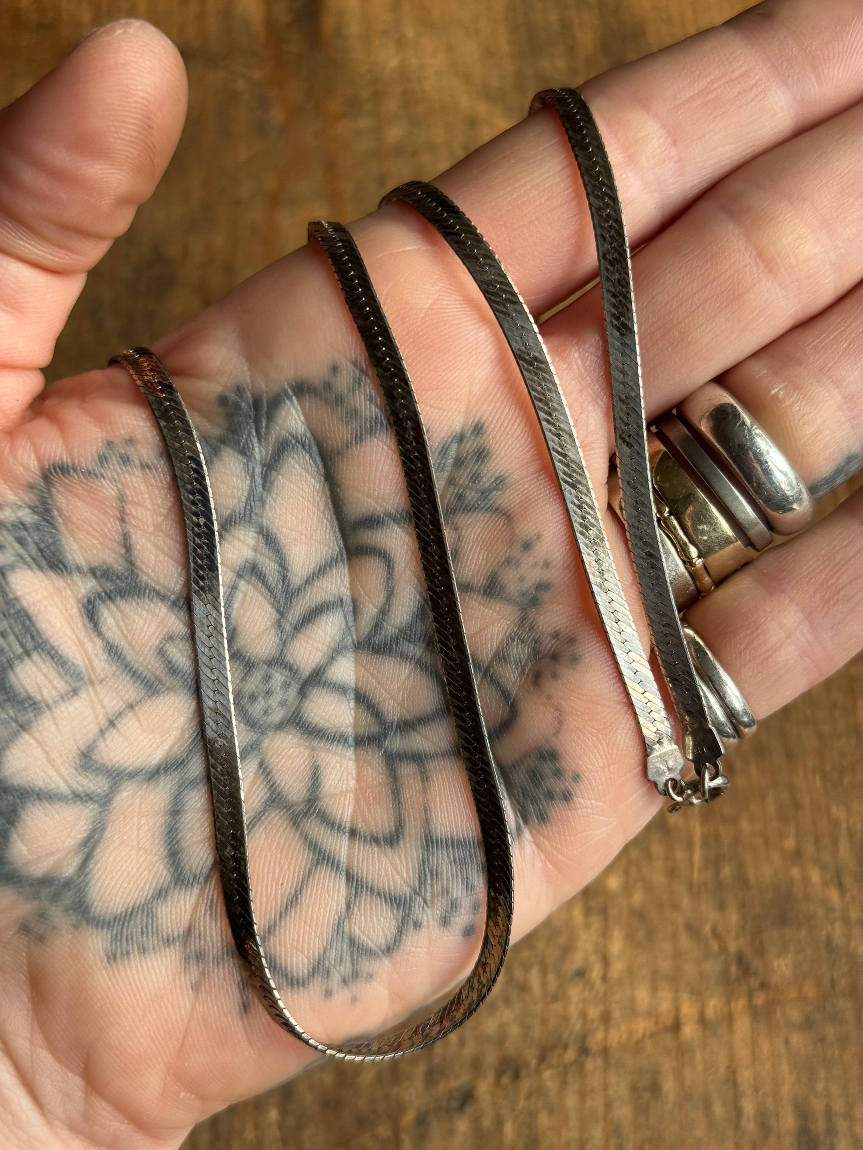 Vintage Sterling Silver 30” Herringbone Chain
