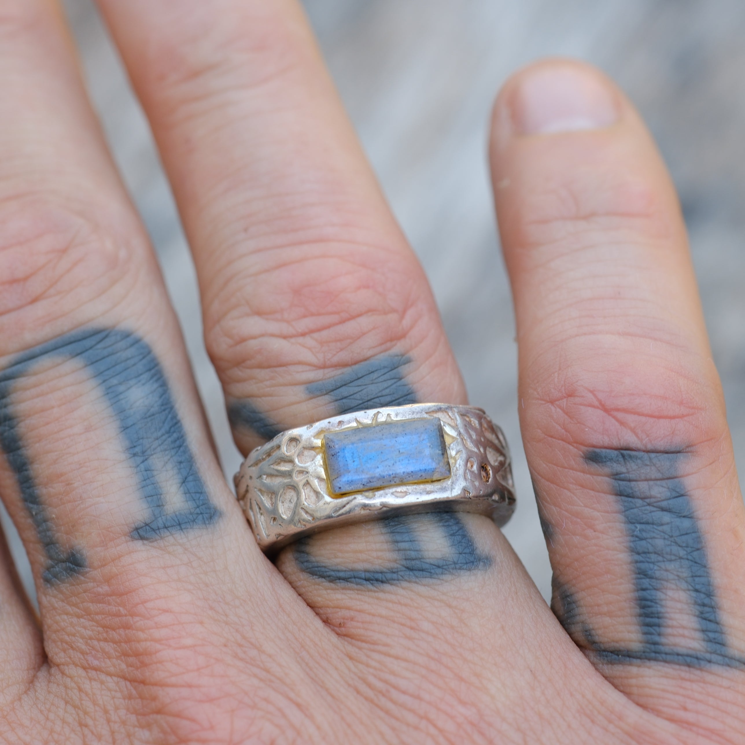 Vintage Sterling Labradorite Ring 8.25