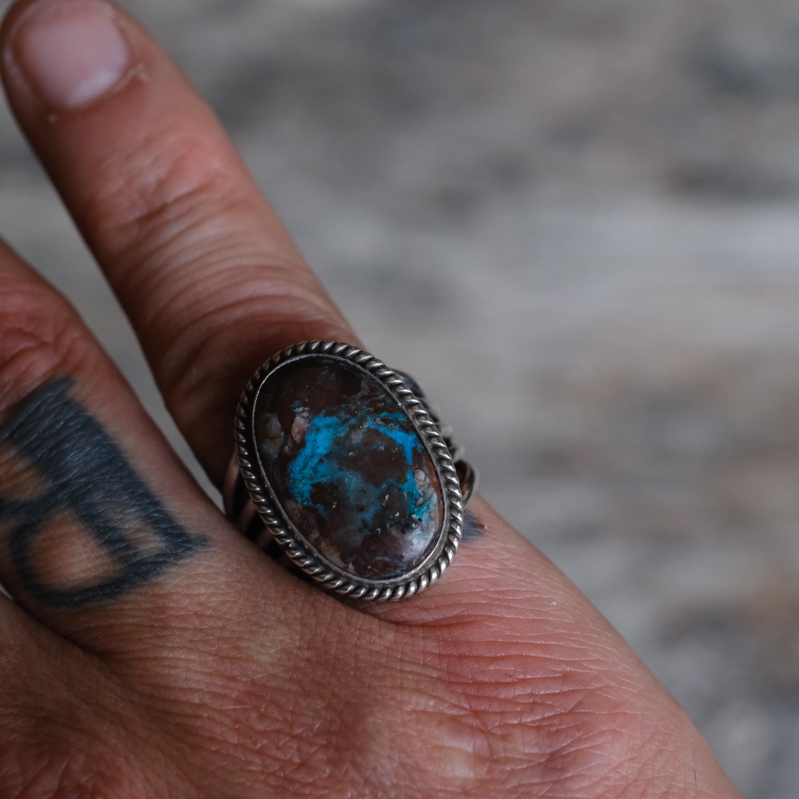 Vintage Sterling Bisbee Turquoise Ring 7.5
