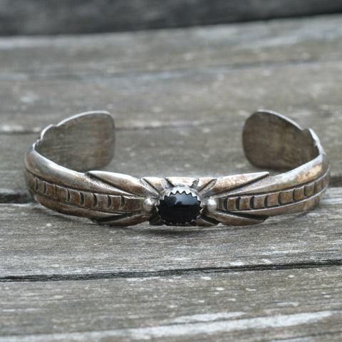 Vintage Sterling Onyx Cuff