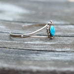 Vintage Sterling Turquoise Feather Cuff