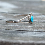 Vintage Sterling Turquoise Feather Cuff