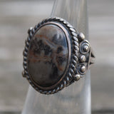 Vintage Sterling Petrified Wood Ring 4.5