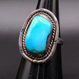 Vintage Sterling Turquoise Roper Ring 7.5