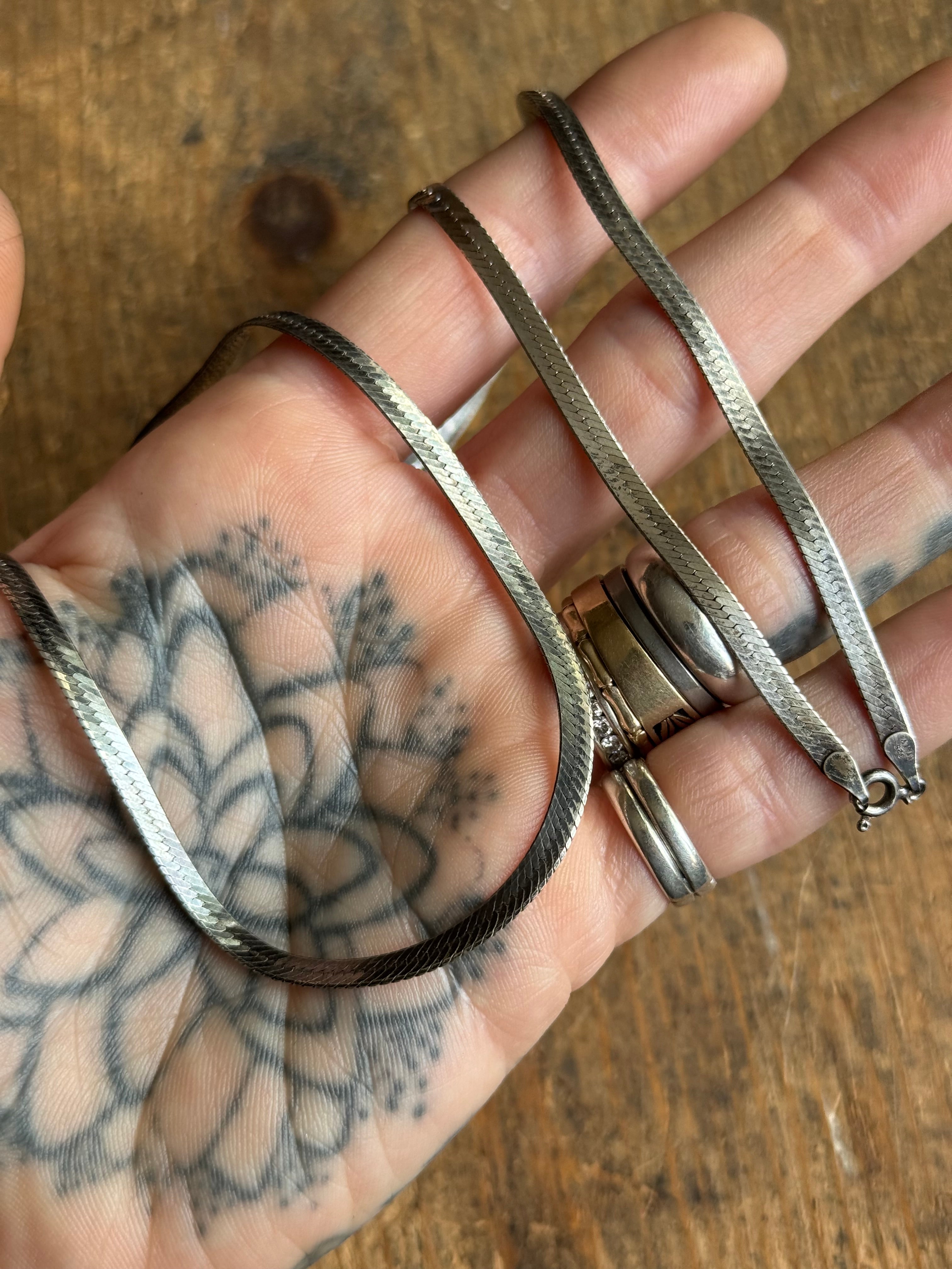 Vintage Sterling Silver 30” Herringbone Chain