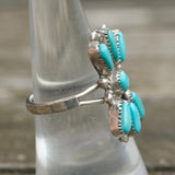 Vintage Sterling Turquoise Cluster Ring 7.25