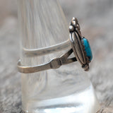 Vintage Sterling Turquoise Feather Ring 9.75