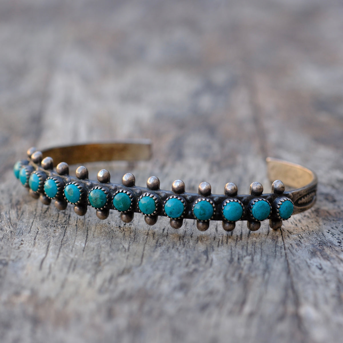 Vintage Sterling Snake Eye Turquoise Cuff Bracelet